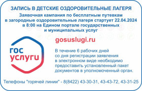 Заявочная кампания по предоставлению бесплатных	путёвок в загородные	оздоровительные лагеря Ульяновской	области.